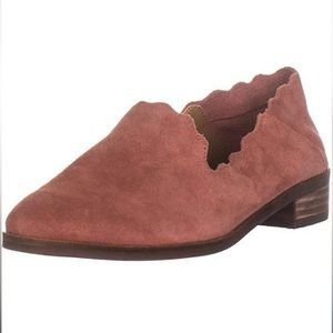 Lucky Brand Canyon Rose Chaslie Scalloped Suede Slip-On Heeled Loafers